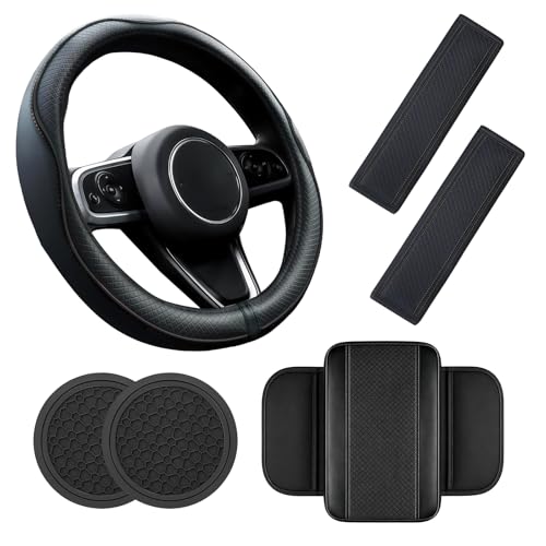 6 PCS Car Accessories Set, 14.5-15 Inch Car Steering Wheel - Product Imagery