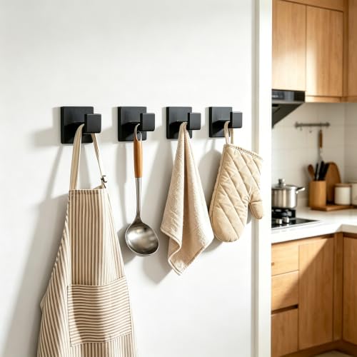 JOPOFI 2 Piece Towel Hook - Bathroom Robe Hook - Matte Black - Product Imagery