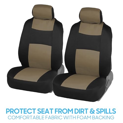 BDK PolyPro Seat Covers Full Set in Beige on Black – Front and - Product Imagery