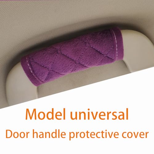 2PCS Car Grab Handle Covers Velvet Door Pull Protectors Purple - Product Imagery