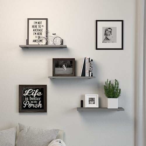 DOLLFIO Floating Wall Shelves, Decor & Storage, Grey, 16.5'', - Product Imagery