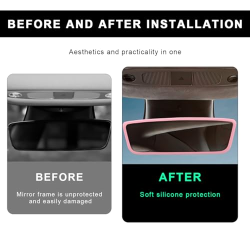 Rear View Mirror Protector Frame, Soft Silicone Auto Rear View - Product Imagery
