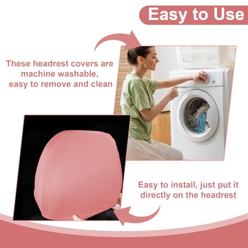 BFXM 2Pcs Car Seat Headrest Cover, Pink Flexible Car Headrest - Product Imagery