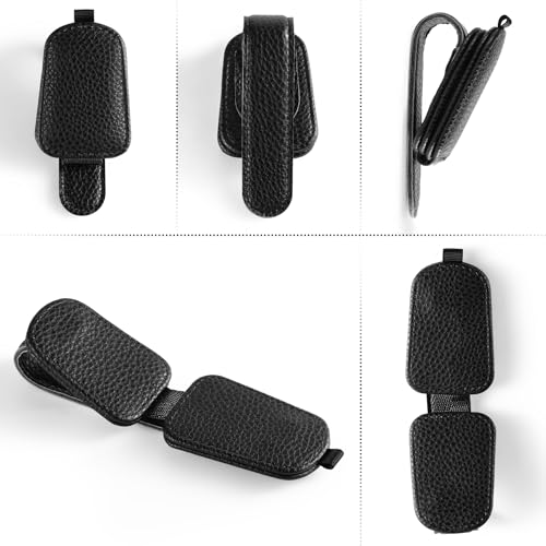 SINGARO 2PCS Sunglasses Holder for Car, Leather Magnetic Buckle - Product Imagery