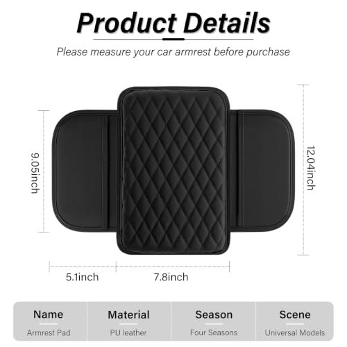 Amiss Car Center Console Cover, Upgraded Leather Car Armrest - Product Imagery