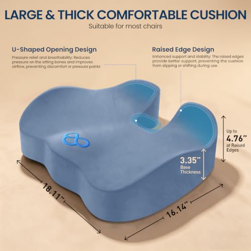 BlissTrends Memory Foam Seat Cushion for Office Chair & Car - Product Imagery