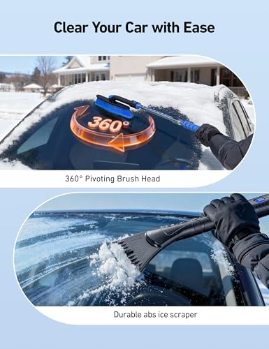 AstroAI 46" Extendable 2-in-1 Snow Brush & Ice Scrapers for Car - Product Imagery