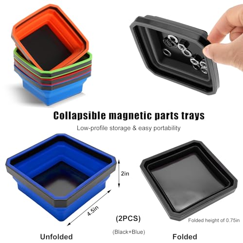 Yourkar Collapsible Magnetic Parts Tray, 4.5 Inch Foldable - Product Imagery