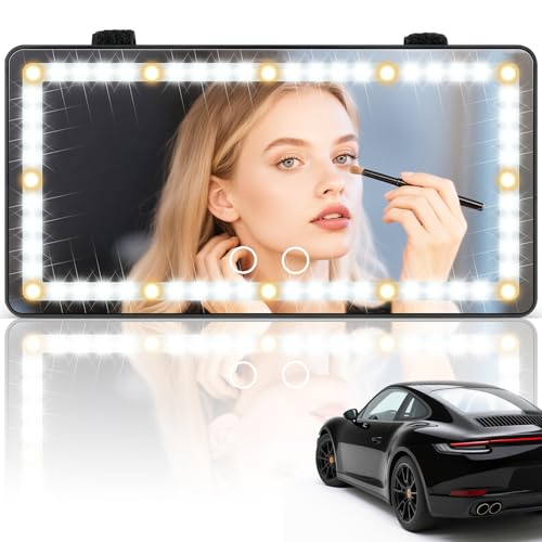 SINGARO Car Sun Visor Vanity Mirror - Rechargeable Makeup Mirror - Product Imagery