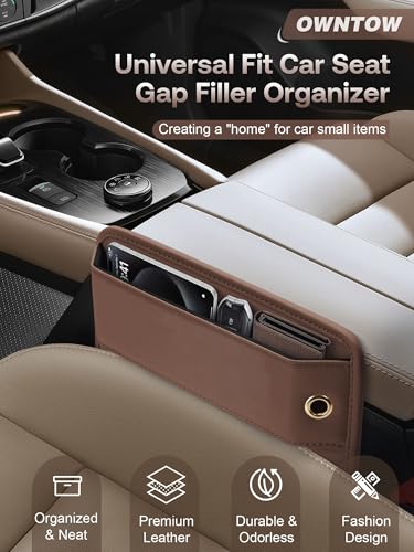 Premium Leather Car Seat Gap Filler Organizer (0.2”-1.2" Gaps), - Product Imagery