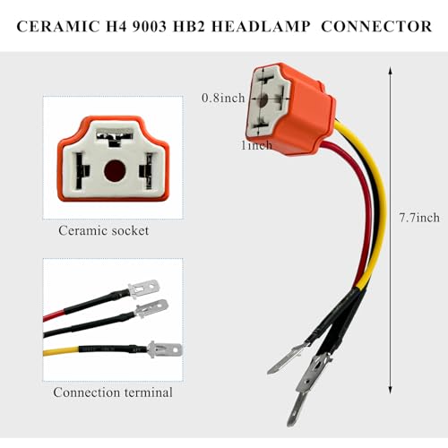 Yourkar 2PCS Ceramic H4 9003 HB2 Wiring Harness Headlight - Product Imagery