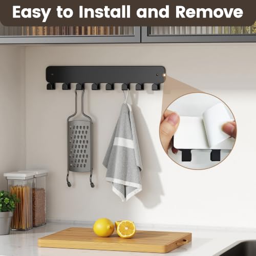 pickpiff Key Holder Wall Mount, Adhesive Key Rack with 8 Hooks - Product Imagery