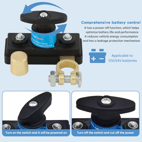 12V 24V Battery Disconnect Switch, Heavy Duty Master Battery - Product Imagery