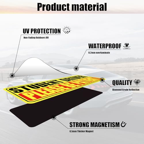 SINGARO Student Driver Magnet for Car - Please Be Patient, 3Pcs - Product Imagery
