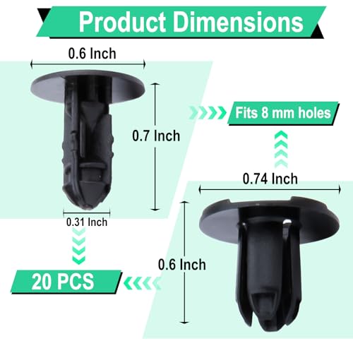 20 PCS Fender Liner Push-Type Retainer Clip Fastener, Car - Product Imagery