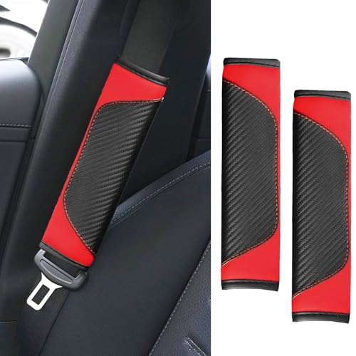 2PCS Car Seat Belt Cover Pads, Seatbelt Shoulder Cushion (Red) - Product Imagery
