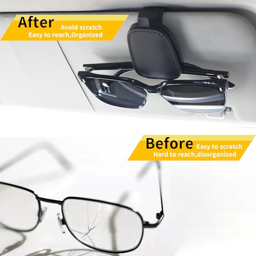 Yuoyar Magnetic Leather Sunglasses Holder for Car, 2 Packs - Product Imagery