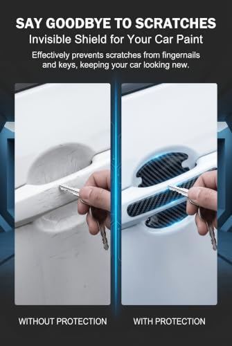 8 PCS Car Door Handle Scratch Protectors, Carbon Fiber Vehicle - Product Imagery