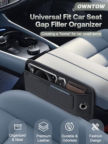 Universal Fit Premium Leather Car Seat Gap Filler Organizer, - Product Imagery