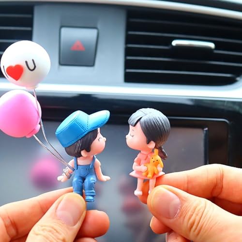 2 PCS Car Couple Dashboard Decorations, Kiss Cartoon Couple - Product Imagery