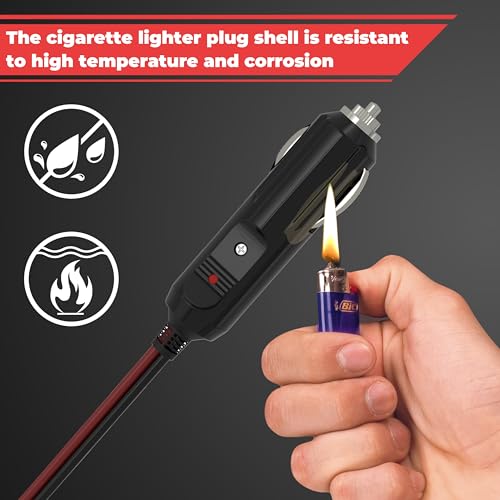 BFXM 12V Cigarette Lighter Plug with 16AWG 1FT Wire (2 Pack) - Product Imagery