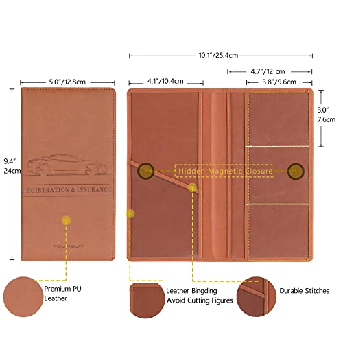 TOURSUIT Car Registration & Insurance Card Holder, Brown - Product Imagery