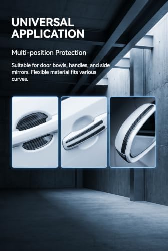 8 PCS Car Door Handle Scratch Protectors, Carbon Fiber Vehicle - Product Imagery