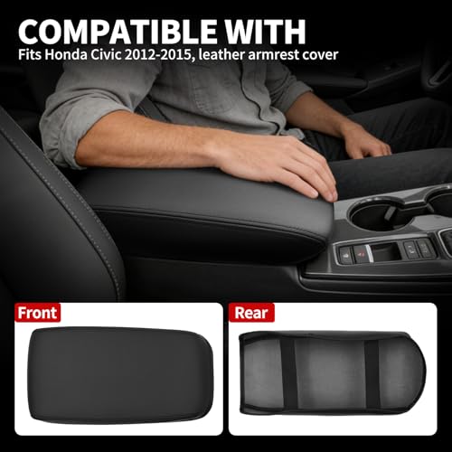 Center Console Armrest Cover Compatible with Honda Civic - Product Imagery