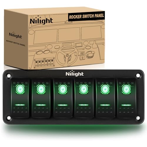 Nilight 6 Gang Rocker Switch Panel SPST On Off 5PIN Electrical - Product Imagery
