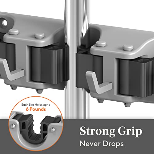 Lifewit Mop and Broom Holder Organizer Wall Hanging Mount, Gray, - Product Imagery