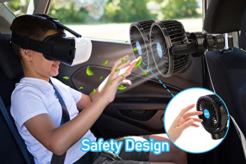 QIFUN 12V Car Fan, Portable Car Fan Cool Gadgets for Rear Seat - Product Imagery