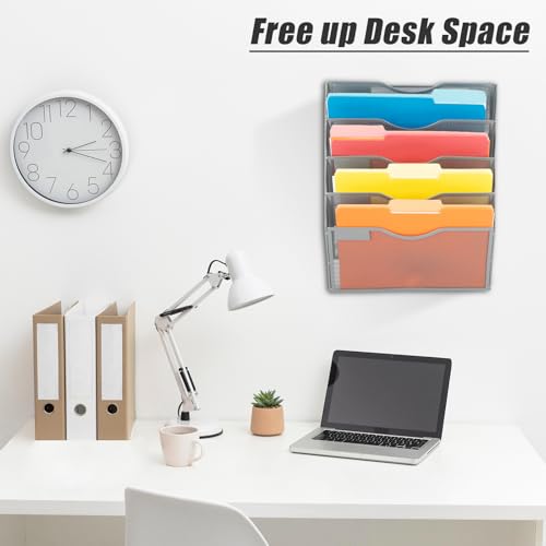 EASEPRES 5 Pocket Mesh Hanging Wall File Organizer, Wall Mounted - Product Imagery
