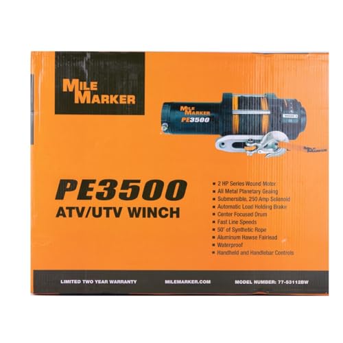 Mile Marker 77-53112BW Winch PE3500 3500 lb Pulling Capacity - Product Imagery