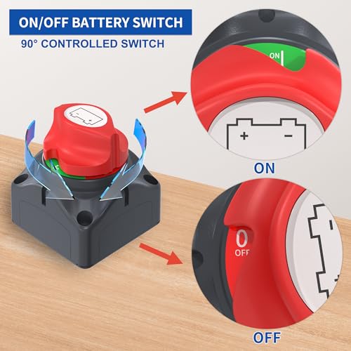 Joinfworld Battery Disconnect Switch 12V-48V Waterproof Marine - Product Imagery