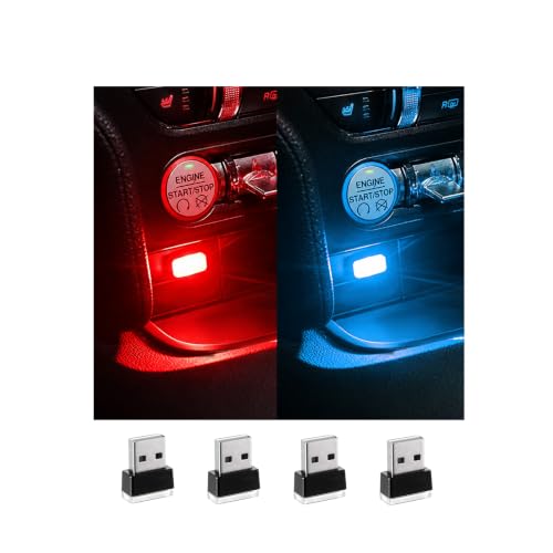 Augeny 4 PCS USB LED Car Interior Atmosphere Lamp, Plug-in USB - Product Imagery