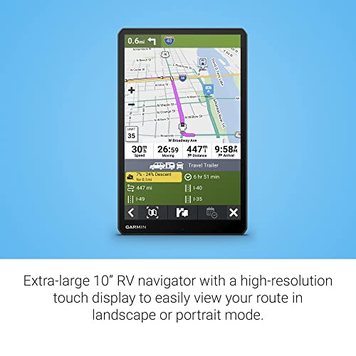Garmin RV 1095, 10” GPS RV Navigator, Custom RV Routing - Product Imagery