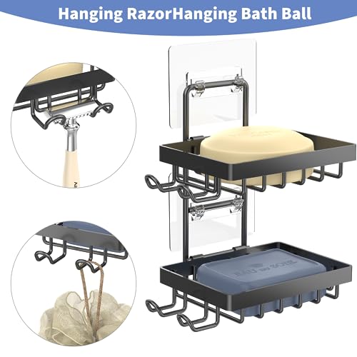 Moforoco Double Soap Bar Holder for Shower, No Drilling, 304 - Product Imagery