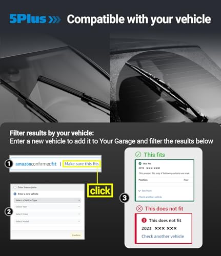 5 PLUS Custom-Fit Wipers fits 2013-2020 Ford Fusion Wiper Blades - Product Imagery