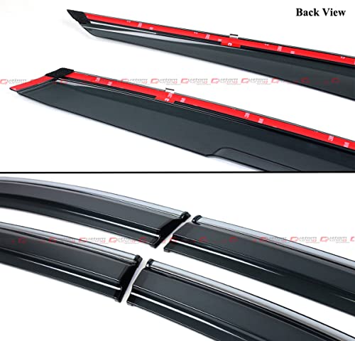 Premium Chrome Trim MU Style Smoke Tinted Window Visor Rain - Product Imagery