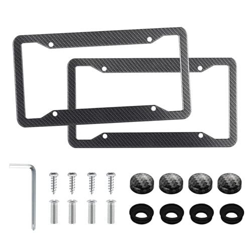 LivTee Carbon Fiber License Plate Frames, 2PCS Car License Plate - Product Imagery