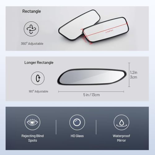 WildAuto Blind Spot Mirror, Rectangle Adjustable Car Auxiliary - Product Imagery