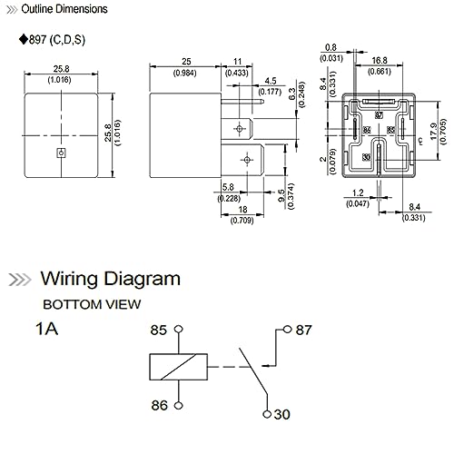 897H-1AH-D-R1 U02 13742705 12VDC 70A 13306943 4Pins Plug in SPNO - Product Imagery