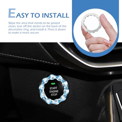 Bling Car Ignition Switch Cover, Rhinestone Crystal Push to - Product Imagery
