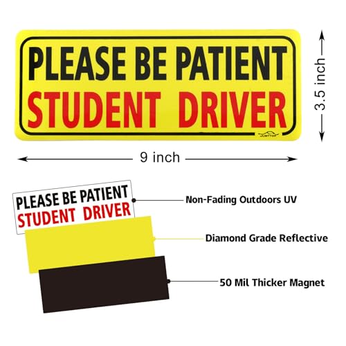 JUSTTOP 3pcs Student Driver Magnet for Car, Please Be Patient - Product Imagery