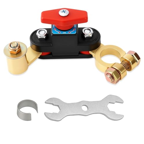 Car Battery Disconnect Switch 12V/24V, Heavy Duty Brass Top Post - Product Imagery