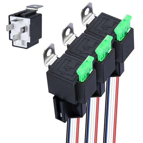 Sixzoo 3 PCS 4 Pin 12V Relay Socket, 30A Fuse Relay Switch - Product Imagery