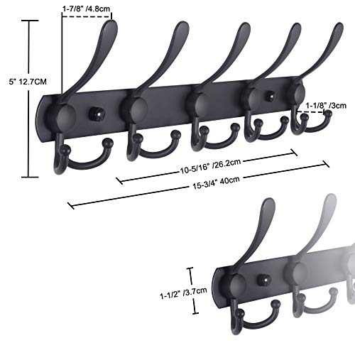 Dseap Coat Rack Wall Mounted - 5 Tri Hooks, Heavy Duty, - Product Imagery
