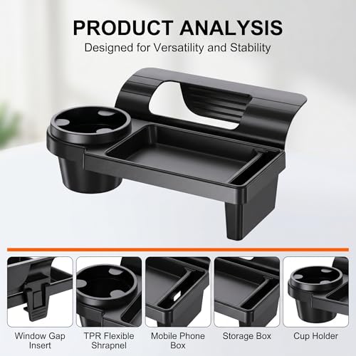 Car Window Storage Organizer, Multifunctional Cup Holder & Phone - Product Imagery
