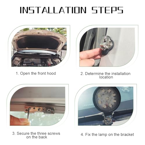 Osilly 2PCS Adjustable LED Light Bar Hood Mount Brackets, Black - Product Imagery
