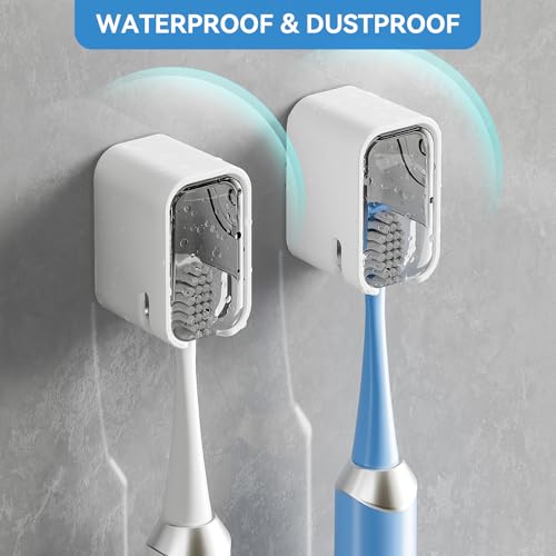 MOPMS Single Slot Toothbrush Holders Wall Mounted with Cover for - Product Imagery